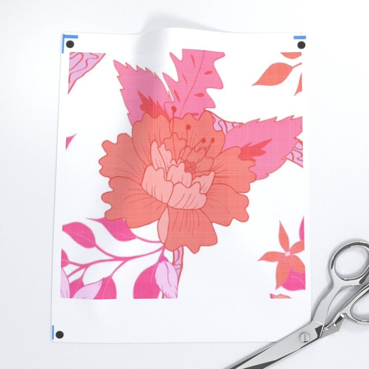 Peony Floral Chinoiserie Large Scale Pink Orange Maximalist Custom Printed Fabric by Spoonflower Various Fabrics by the Yard or Fat Quarter